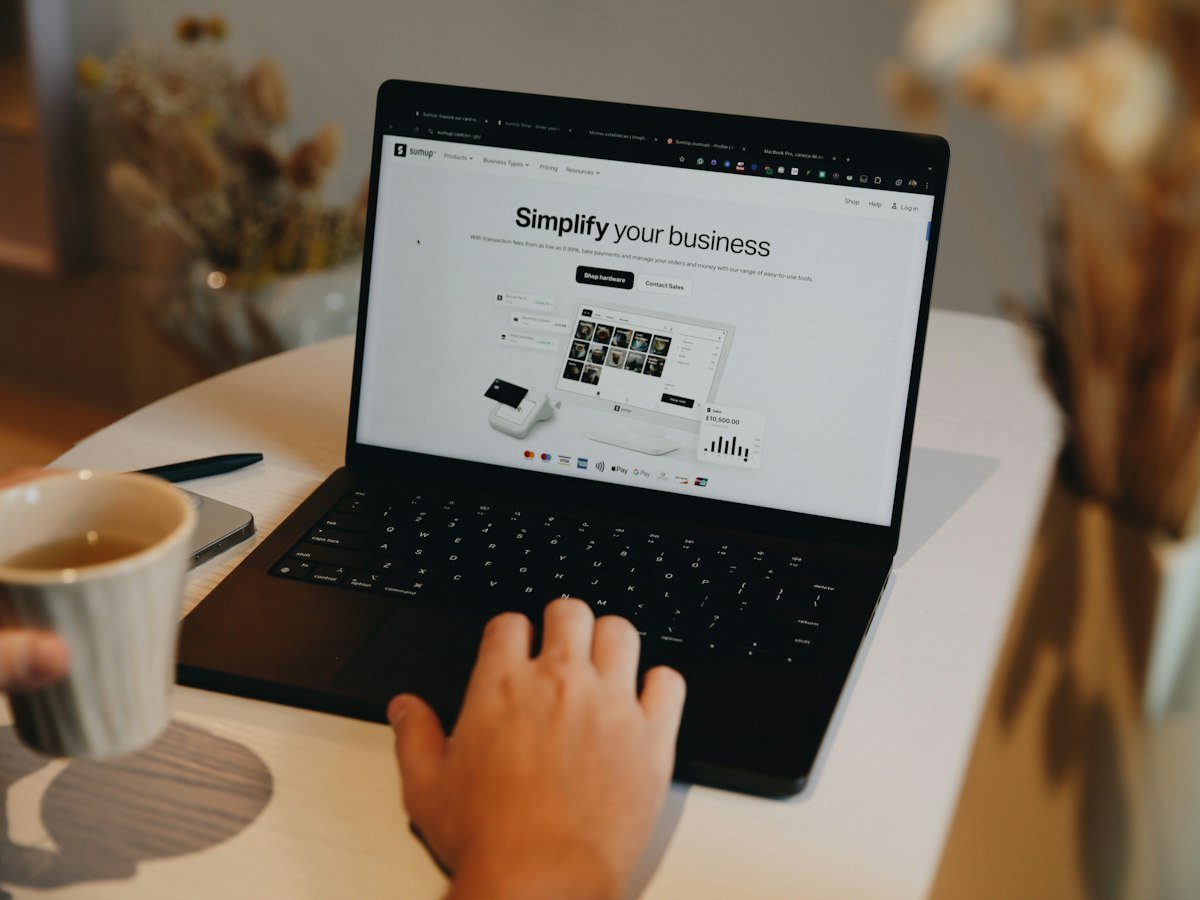 A small business website open on a laptop screen